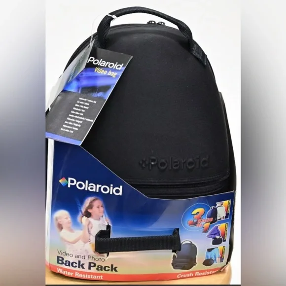 Polaroid Video Camera Bag Backpack Black New With Tags Water Resistant - Picture 2 of 16